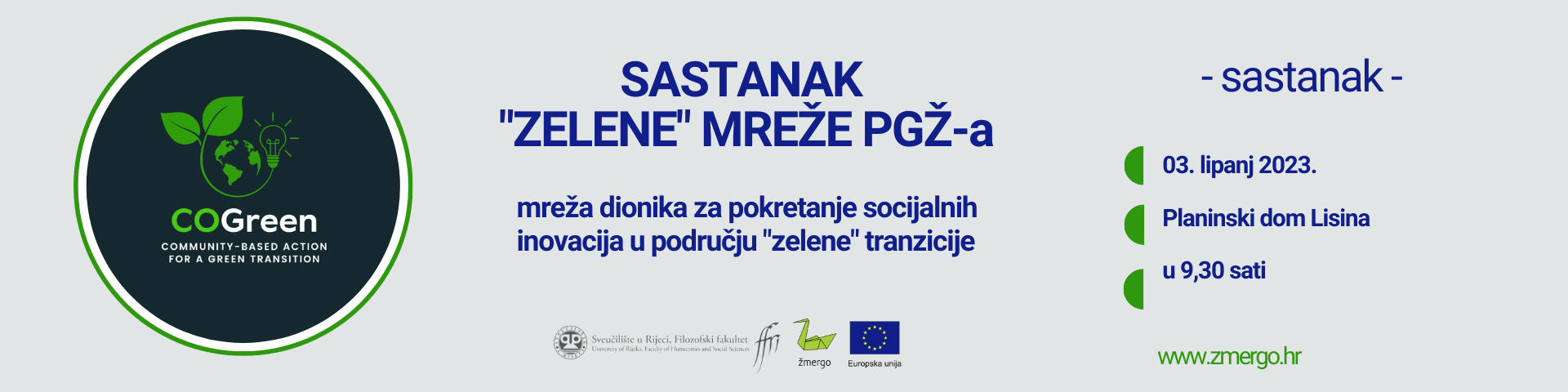 POZIV NA 2. SASTANAK “ZELENE” MREŽE PGŽ