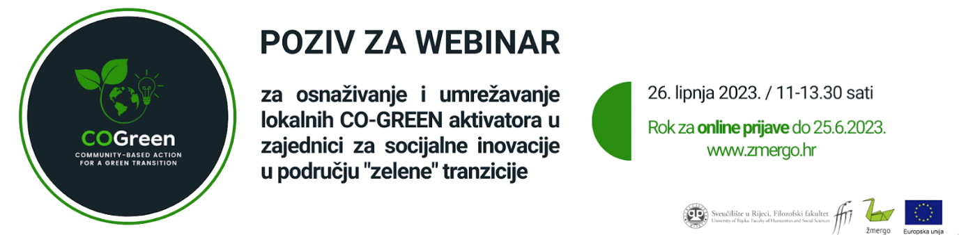 Poziv na treći “CO-GREEN” webinar za lokalne “zelene” aktivatore