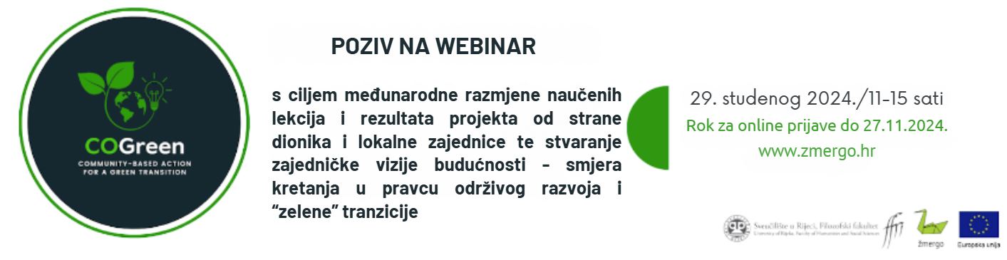 POZIV NA MEĐUNARODNI EVALUACIJSKI “CO-GREEN” WEBINAR 29. studenog 2024.
